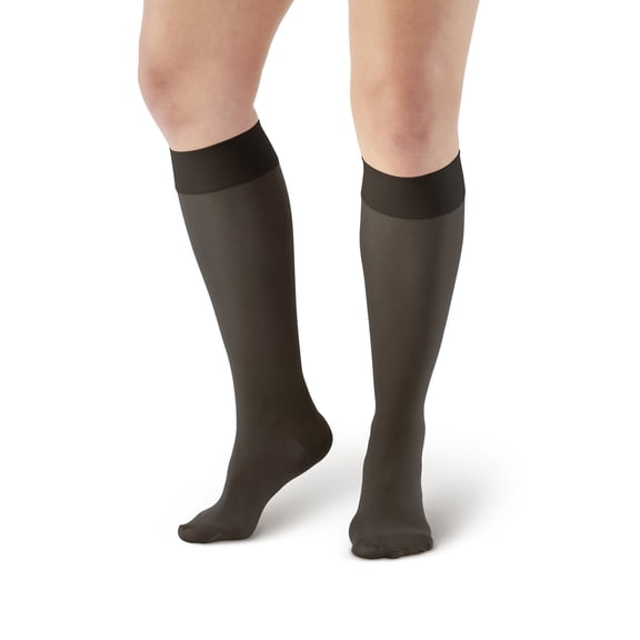 Ames Walker AW Style 380 Signature Sheers 30-40 mmHg Extra Firm Compresson Closed Toe Knee High Stockings Black Xlarge