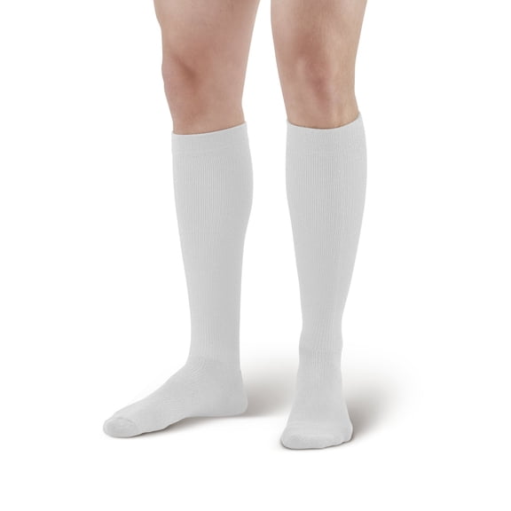 Ames Walker AW Style 630 Sports Performance 15-20 mmHg Moderate Compression Knee High Socks White Medium