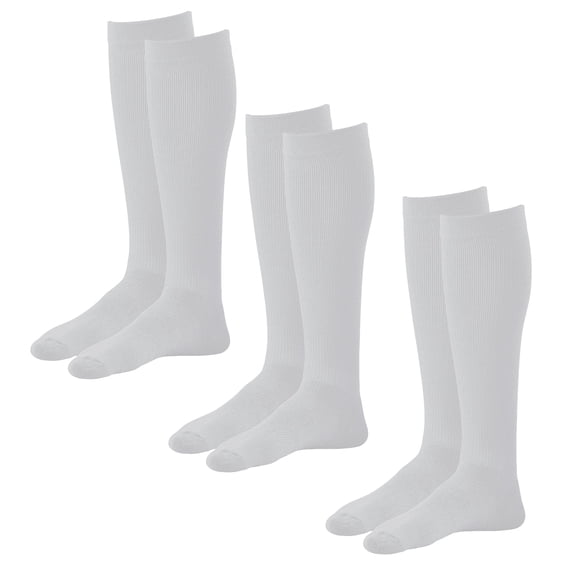 Ames Walker AW Style 632 Diabetic 8-15 mmHg Mild Compression Knee High Socks (3-Pack) Large White