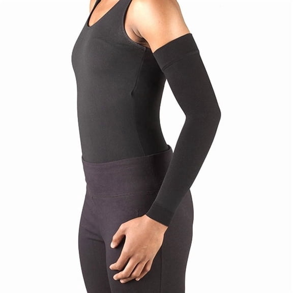 Ames Walker AW Style 716 Lymphedema Armsleeve w/SoftTop - 20-30 mmHg Large Black - Manage edema swelling post mastectomy conditions - comfortable fabric