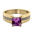 thumbnail image 1 of Amethyst 1.20 ctw Ring with Diamonds 14K Yellow Gold Bridge Channel set Princess, 1 of 7