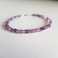 thumbnail image 1 of Amethyst 3-3.5mm Rondelle Shape Faceted Cut Beads 7 inch adjustable Silver Plated Clasp Bracelet for men, women, unisex. Link Chain Stacking Bracelet.|LINK_00297, 1 of 5