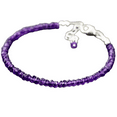 thumbnail image 1 of Amethyst 3.5mm Rondelle Shape Faceted Cut Beads 7 inch Adjustable Silver Plated Clasp Bracelet for men, women, unisex. Link Chain Stacking Bracelet.|LINK_00271, 1 of 4