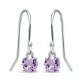 thumbnail image 1 of Amethyst 5mm Round Small Solitaire Sterling Silver Dangle Earrings, 1 of 3