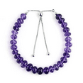 thumbnail image 1 of Amethyst 8mm Rondelle Shape Faceted Cut Beads 7 inch Adjustable Silver Plated Clasp Bracelet for men, women, unisex. Link Chain Stacking Bracelet.|LINK_00336, 1 of 2