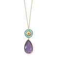 thumbnail image 1 of Amethyst Amazonite Turquoise Necklace 14k Gold-plated Silver Sun Design, 1 of 1