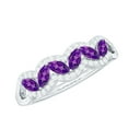 thumbnail image 1 of Rosec Jewels Natural Amethyst Half Eternity Ring (AAA Grade) - Natural Amethyst and Diamond Ring - Ready to Gift for Anniversary, 10K White Gold, US 10.50, 1 of 8