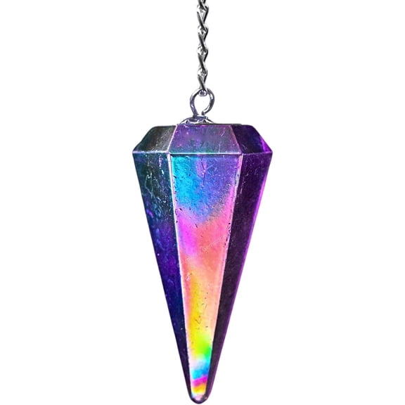 Amethyst Aura Quartz Crystal Pendulum Dowsing Reiki Hexagonal Points