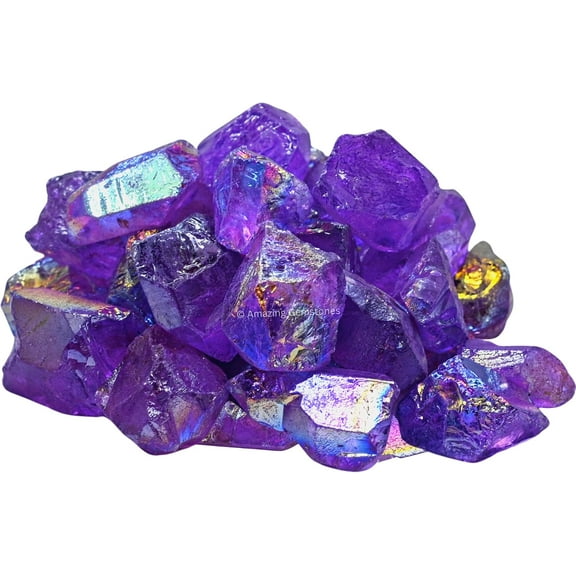 Amethyst Aura Quartz Raw Crystals and Healing Stones (1 lb)