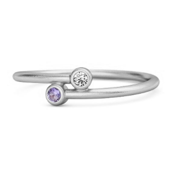 Amethyst Birthstone 0.10 Ct 925 Sterling Silver Personalized Split Women Valentines Day Gifts Ring