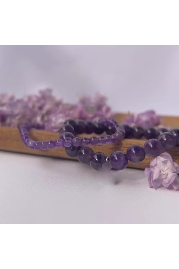 Amethyst Bracelet Mini | Stone Beads Bracelet | Focus on Heart Chakra | Stunning Gem Patterns Tones | I am letting go of fear and embracing peace. Amethyst is thepeace-of-mind stone. Known
