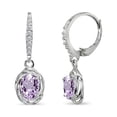 thumbnail image 1 of Amethyst & CZ 7x5mm Oval Love Knot Sterling Silver Leverback Dangle Earrings, 1 of 3