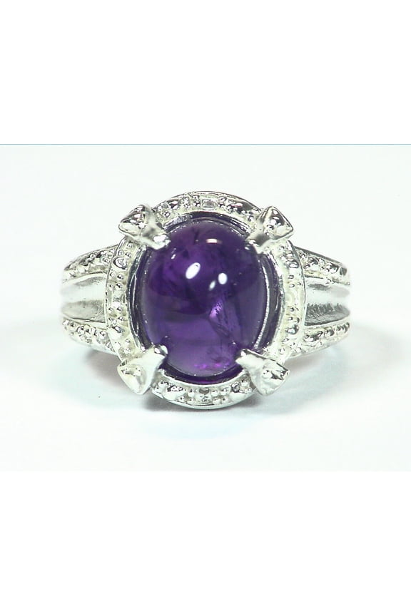 Amethyst Cabochon Set In A Sterling Silver Lady,s Ring RSS,623