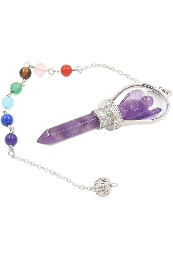 Amethyst Chakra Dowsing Pendulum Pendant Amethyst Crystals Angel Healing Scepter,Purple