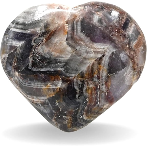 Amethyst Chevron Crystal Heart - Pocket Massage Worry Stone