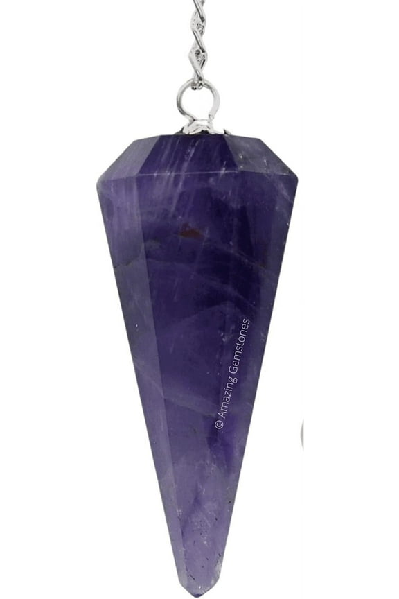 Amethyst Chevron Crystal Pendulum Dowsing Reiki Hexagonal Points