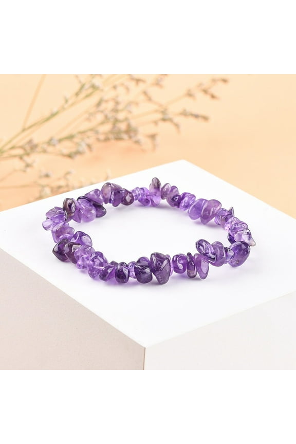 Amethyst Chips Stretch Bracelets Inner Diameter: 2-1/8~2-1/4 inch(5.3~5.6cm)
