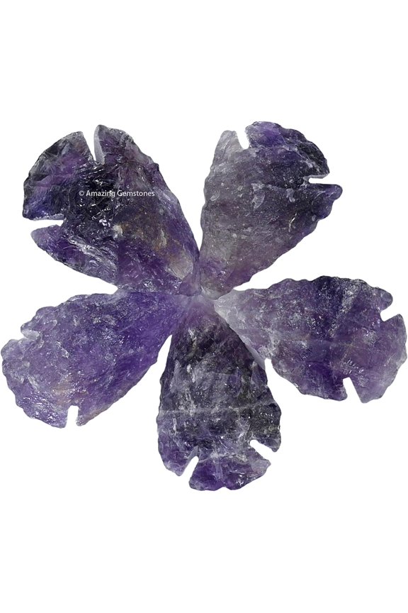 Amethyst Crystal Arrow Head Stone 5 Pieces (1" to 1.5" Inch)