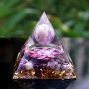 Amethyst Crystal Healing Orgonite Pyramid Obsidians Chakra Energy Orgone Stones