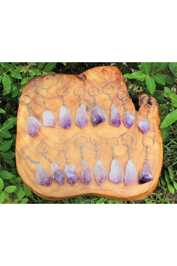 Amethyst Crystal Keychain (Raw Amethyst Keychain, Amethyst Point Keyring)