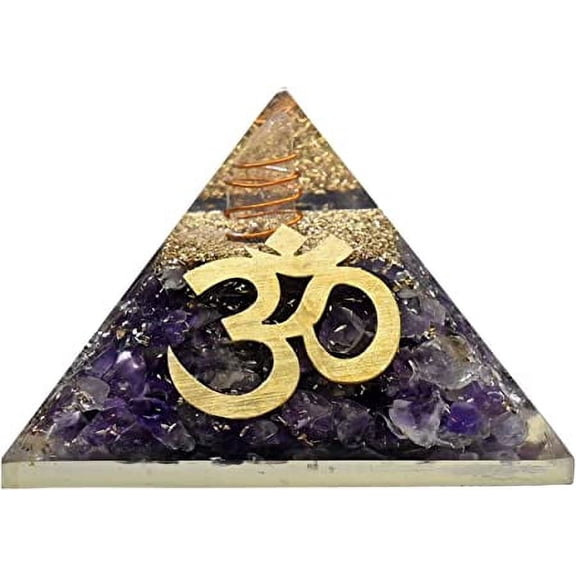 Amethyst Crystal Orgone Pyramid, Organite Pyramid Holistic OM - Big