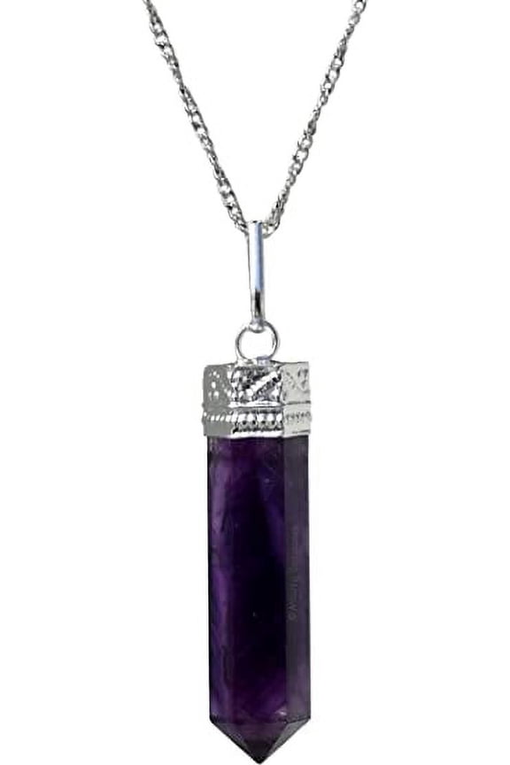 Amethyst Crystal Point Pendant Necklace