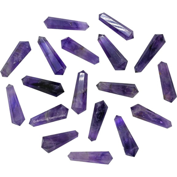 Amethyst Crystal Points Bulk 3 Pcs, Hexagonal Healing Point Double Terminated