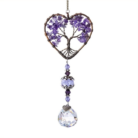 1pc Amethyst Crystal Suncatcher Rainbow Maker Hanging Home Car Decor Gift