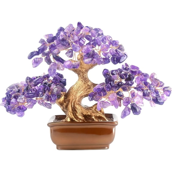 Amethyst Crystal Tree Bonsai Tree of Life with Natural Amethyst Gemstones Feng Shui Money Tree for Chakra Healing and Positive Energy Decor 6 Inches