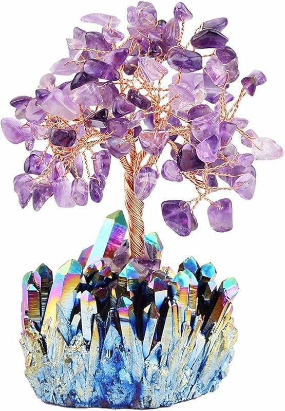 Amethyst Crystal Tree, Quartz Cluster Rainbow Titanium Crystals Base ...