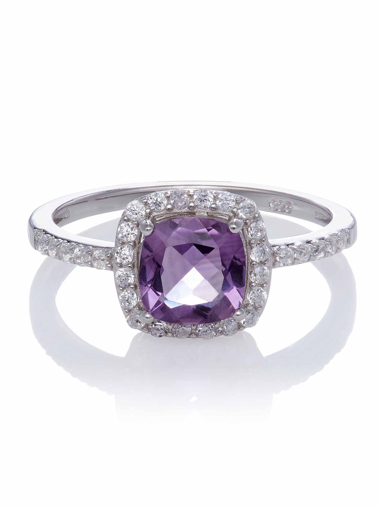 Amethyst Cushion-Cut with Created White Sapphire Ring, Size 7 - Walmart.com