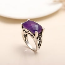 Amethyst Designer Ring, 925 Sterling Silver in US Size 5,6,7,8,9,10 Statement, February Birthstone, Purple Faceted Gemstone, Boho Jewelry