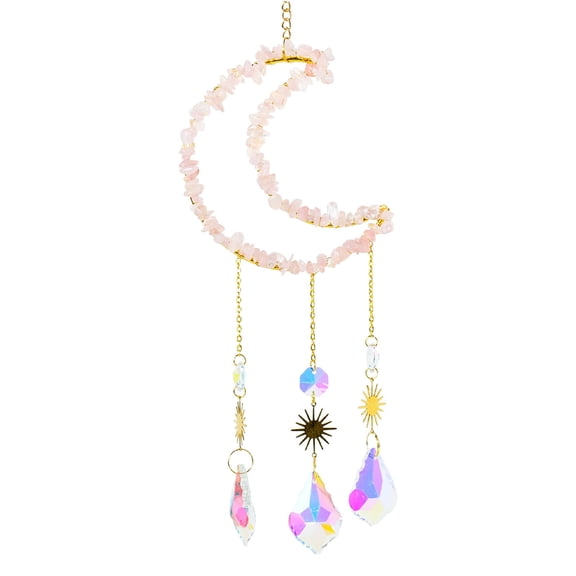 Amethyst Dream Catchers,Amethyst Crystal Moon Suncatchers for Window Hanging Tree of Life Natural Healing Stones Wind Chimes Catcher Rainbow Maker Good Luck Gifts Decor for Home Garden(C)