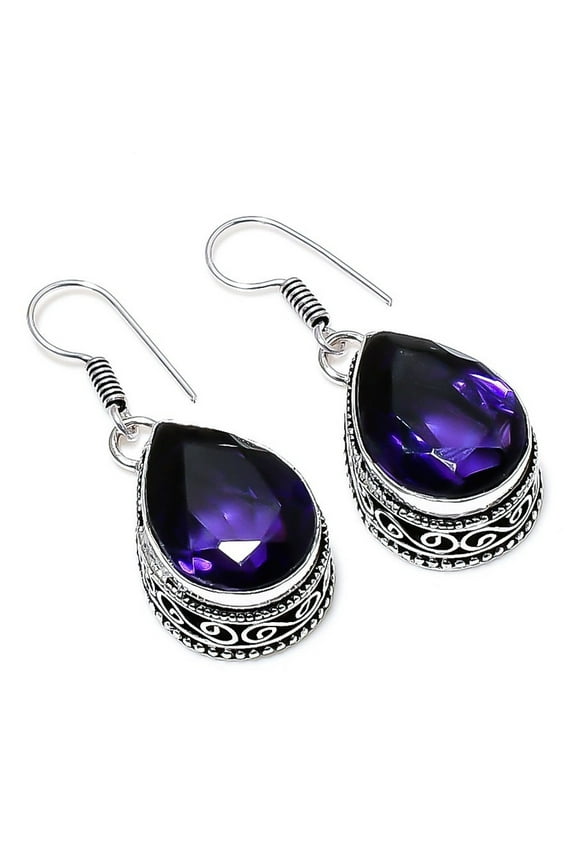 Amethyst Earrings Handmade 925 Sterling Silver | Rich Purple Gemstone Jewelry | Spiritual Gift for Women