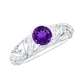 thumbnail image 1 of Rosec Jewels Amethyst Engagement Ring with Diamond (7 MM Round AAA Quality Amethyst), 10K White Gold, US 8.00, 1 of 8