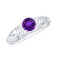 thumbnail image 1 of Amethyst Engagement Ring with Diamond (1.2 Carat, Round AAA Quality Amethyst), 14K White Gold, US 3.00, 1 of 8