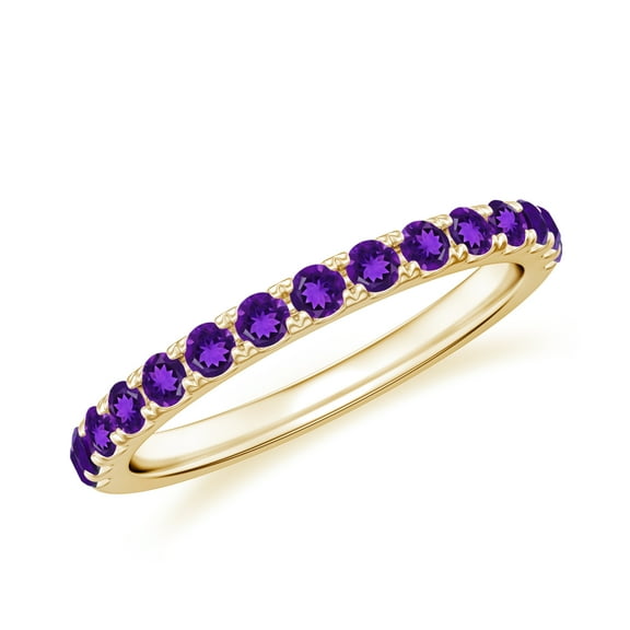 Amethyst Eternity Band Ring for Women Yellow Gold Plated Solid 925 Sterling Silver Stackable Ring Unique Anniversary Promise Ring Jewelry Gift for Her Ring Size 5