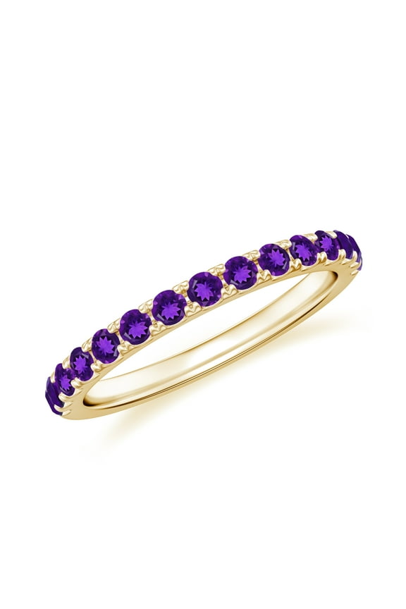 Amethyst Eternity Band Ring for Women Yellow Gold Plated Solid 925 Sterling Silver Stackable Ring Unique Anniversary Promise Ring Jewelry Gift for Her Ring Size 5