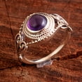thumbnail image 1 of Amethyst February Birthstone Ring Statement Ring 100% 925 Sterling Silver Handmade Jewelry Unisex Ring, 1 of 2