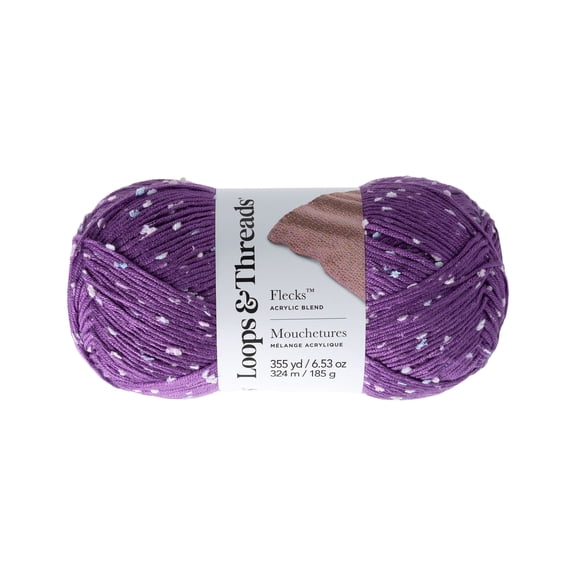 Loops & Threads Amethyst Flecks Yarn - Medium Weight Yarn for Knitting, Crochet, Weaving, Arts & Crafts, 18 Pack