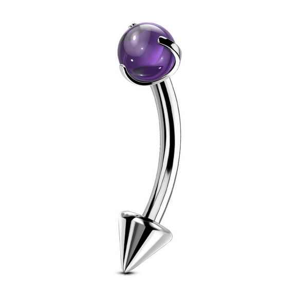 Amethyst G23 Titanium Eyebrow Stud 16G Curved Barbell Helix Cartilage Lobe Daith Rook Conch Tragus Auricle Snug Orbital Piercing Jewelry