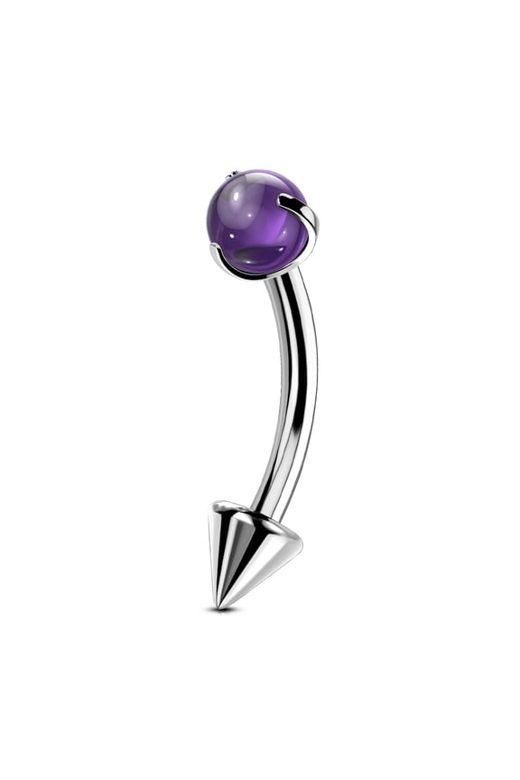 Amethyst G23 Titanium Eyebrow Stud 16G Curved Barbell Helix Cartilage Lobe Daith Rook Conch Tragus Auricle Snug Orbital Piercing Jewelry
