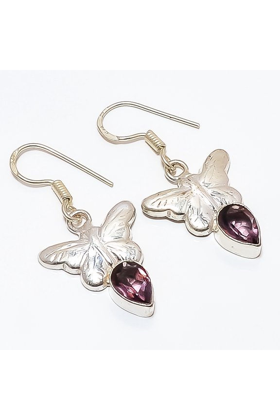Amethyst Gemstone 925 Sterling Silver Earring 1.56" TE7507-77, Handmade Jewelry, Dangle Earring