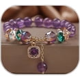 thumbnail image 1 of Amethyst Gemstone Bracelet for Women Natural Gemstone Beads Bracelets for Women Round Beaded Gold Link Bracelet Handmade Healing Crystals Bracelet Gemstone Jewelry Gift for Wife Mother, 1 of 2