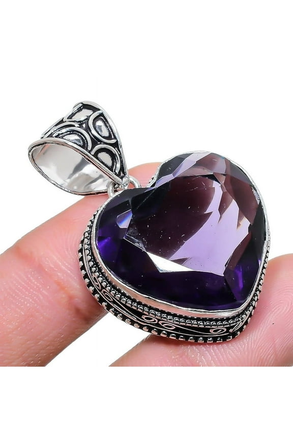 Handmade Amethyst Gemstone Pendant in 925 Sterling Silver  Artisan Healing Crystal Jewelry for Women, 2.17