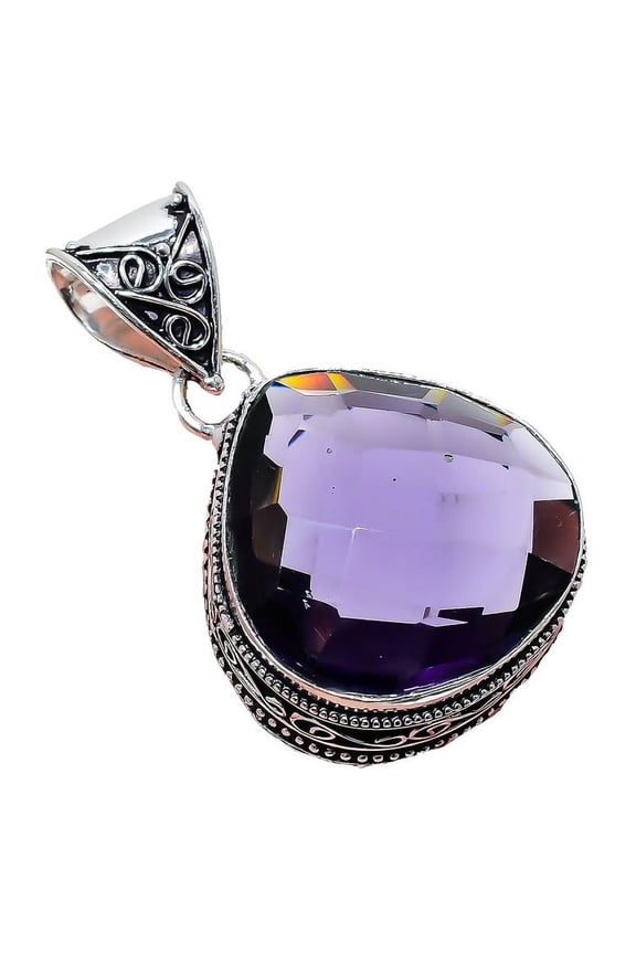 Amethyst Gemstone Handmade 925 Sterling Silver Jewelry Pendant 2.17" AH-834
