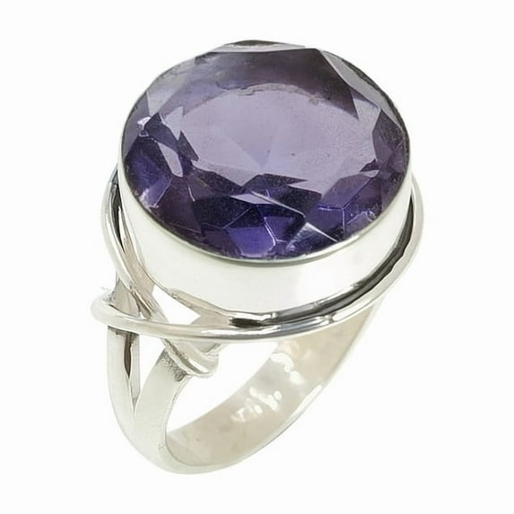 Amethyst Gemstone Ring for Women | Sterling Silver Handmade Jewelry | February Birthstone Ring | Healing Crystal Fashion Statement Ring Size US 4