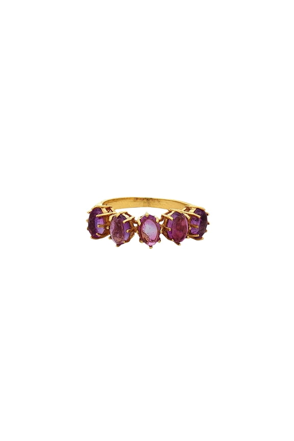 Amethyst Gemstone Silver Ring with Cabochon Stones, Classic Purple Jewelry for Women and Gifting