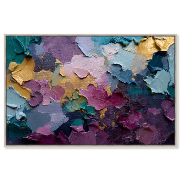 Amethyst Geode Canvas Print Abstract Wall Art by Art Remedy, Silver Frame, 30 x 20