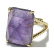 LDADAN Amethyst Gold Plated Ring, February Birthstone Ring for Friend, Adjustable Gemstone Ring Gift, Anniversary Crystal Jewelry